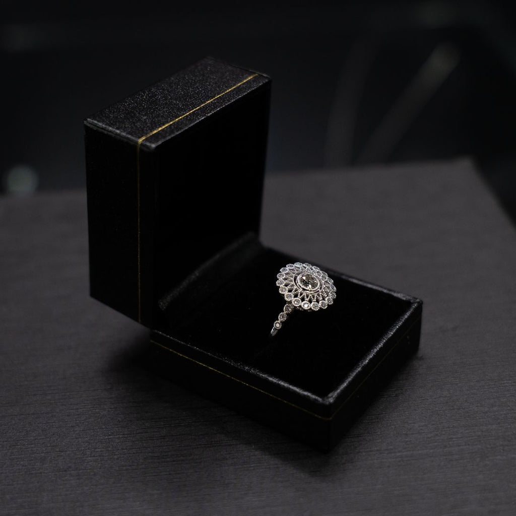 14ct White Gold Cross-over Wire Halo Design Diamond Ring TDW 0.49cts