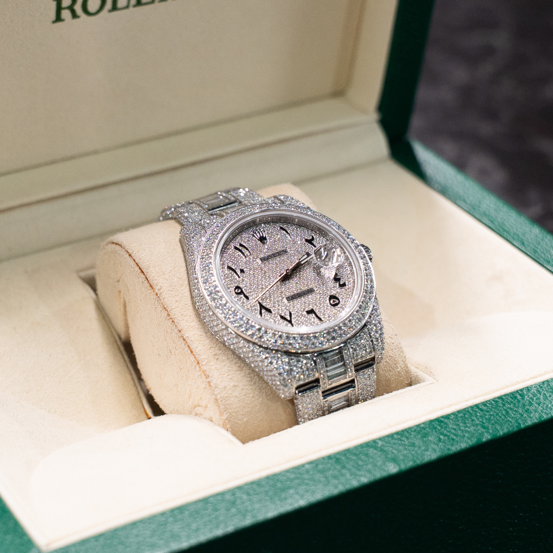 Stainless Steel Rolex Datejust 41mm Custom Diamond Set
