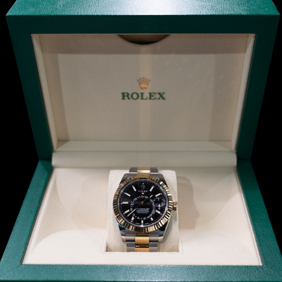 Gold/Steel Rolex Sky-Dweller 42mm Sapphire Crystal, Yellow Gold Bezel