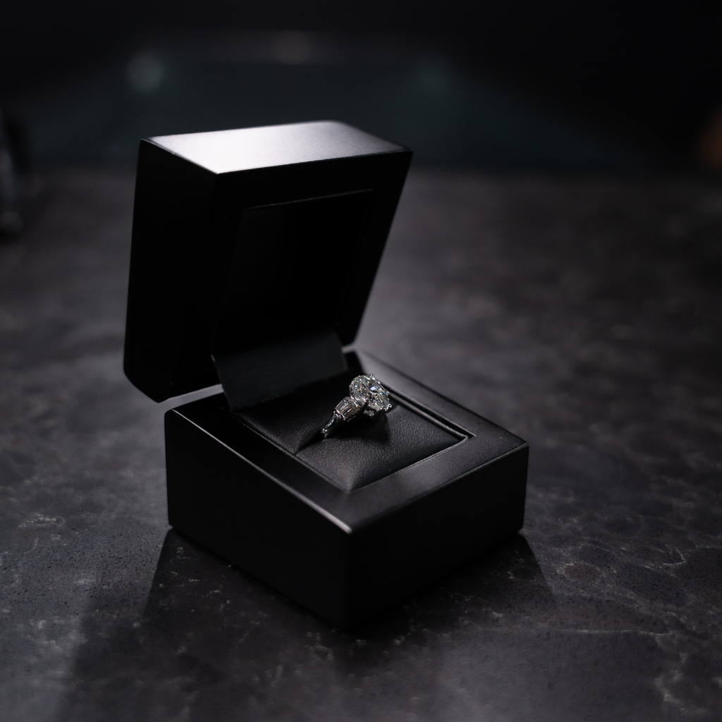 Tear Drop Baguette Diamond Engagement Ring - F colour VS1 apx 3 Carats