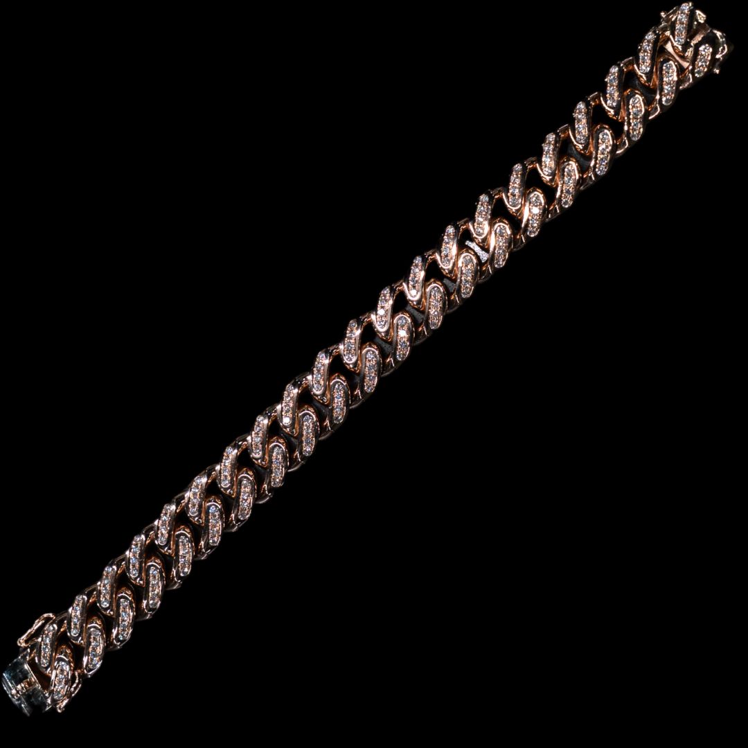 9ct Rose Gold Diamond Curb Bracelet Approx 12ct TDW