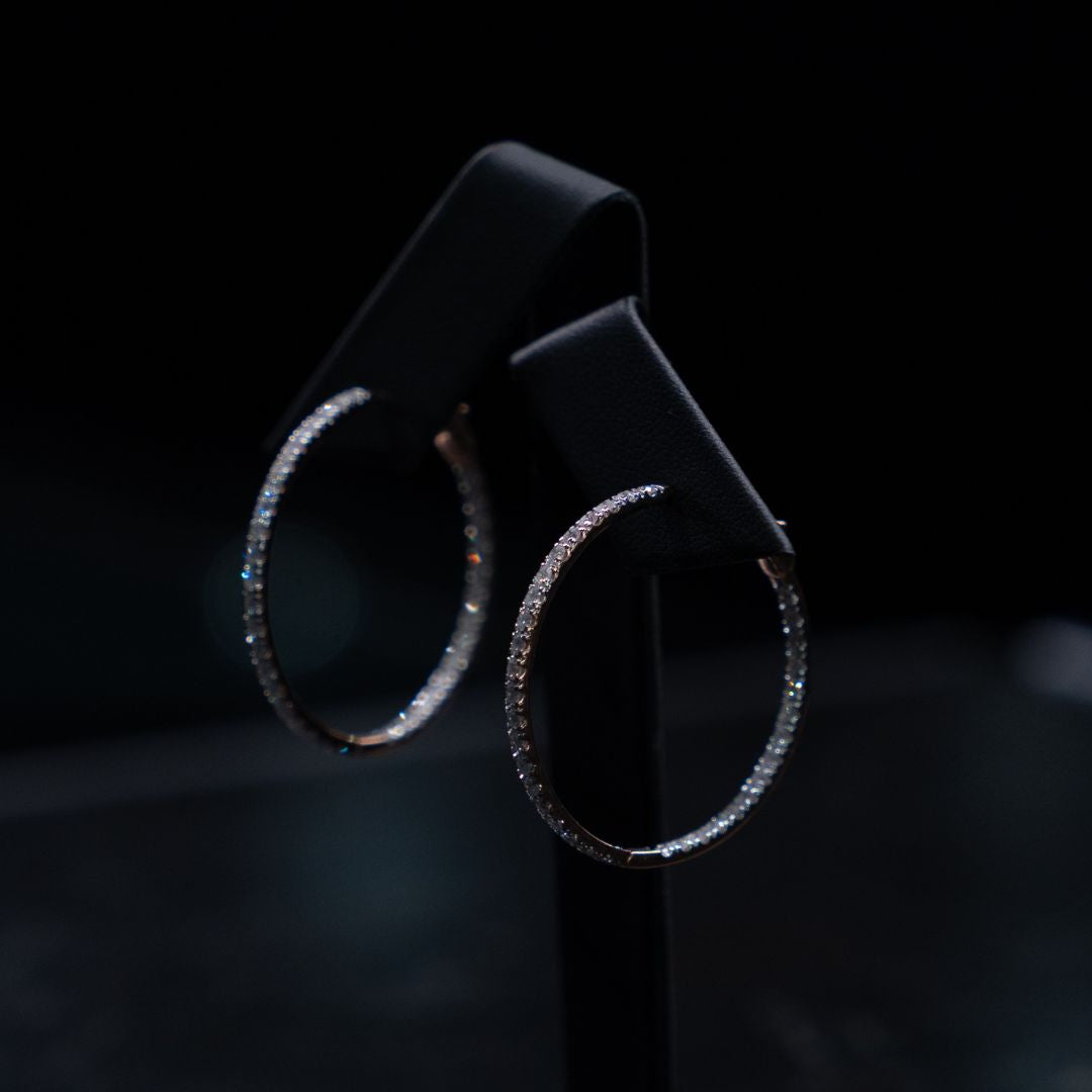 14ct Rose Gold Diamond Hoop Earrings 2.05ct TDW
