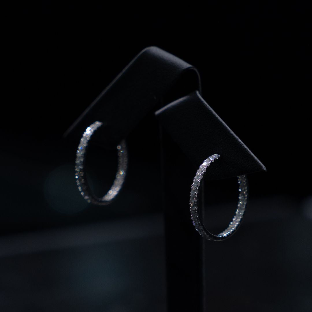 14ct White Gold Diamond  Hoop Earrings 1.94ct TDW
