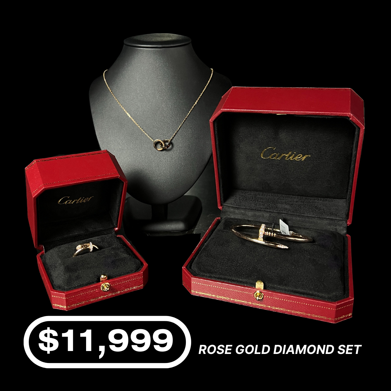 Cartier Rose Gold Diamond Set| ONLY $11,999 AUD | Drip City Jewellery