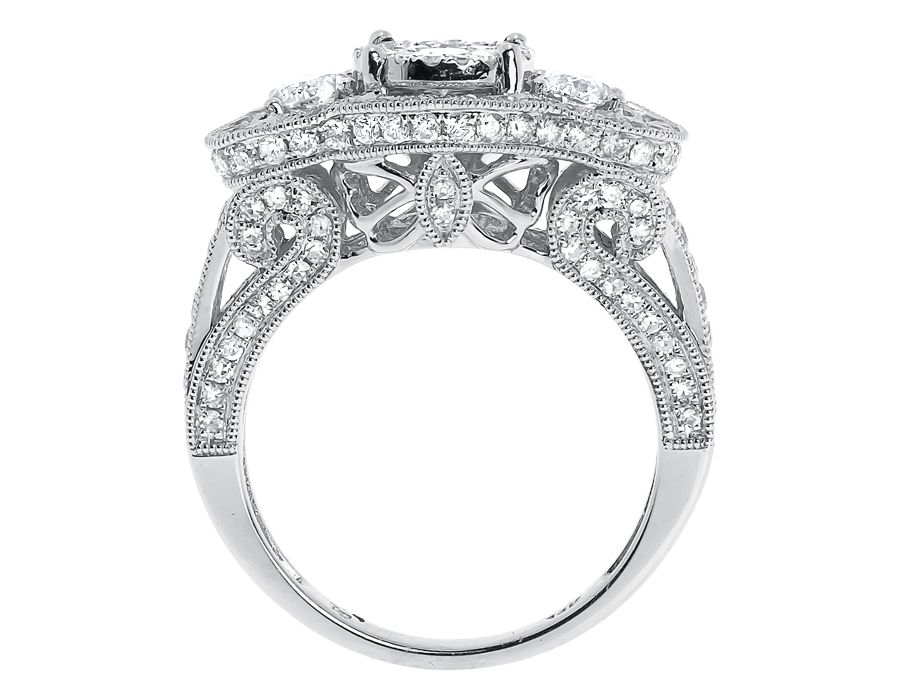 14k White Gold Three Stone Diamond Engagement Anniversary Ring (2.2 ct)