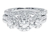 3 Stone Halo Bridal Ring Set in 14k White Gold (1.50 ct)