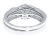 3 Stone Halo Bridal Ring Set in 14k White Gold (1.50 ct)