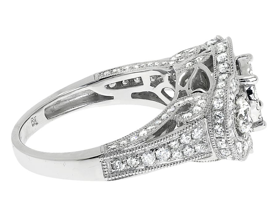 14k White Gold Three Stone Diamond Engagement Anniversary Ring (2.2 ct)