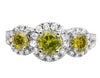 14K White Gold Treated Canary Halo Diamond Bridal Ring 1.7Ct