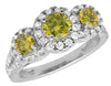 14K White Gold Treated Canary Halo Diamond Bridal Ring 1.7Ct