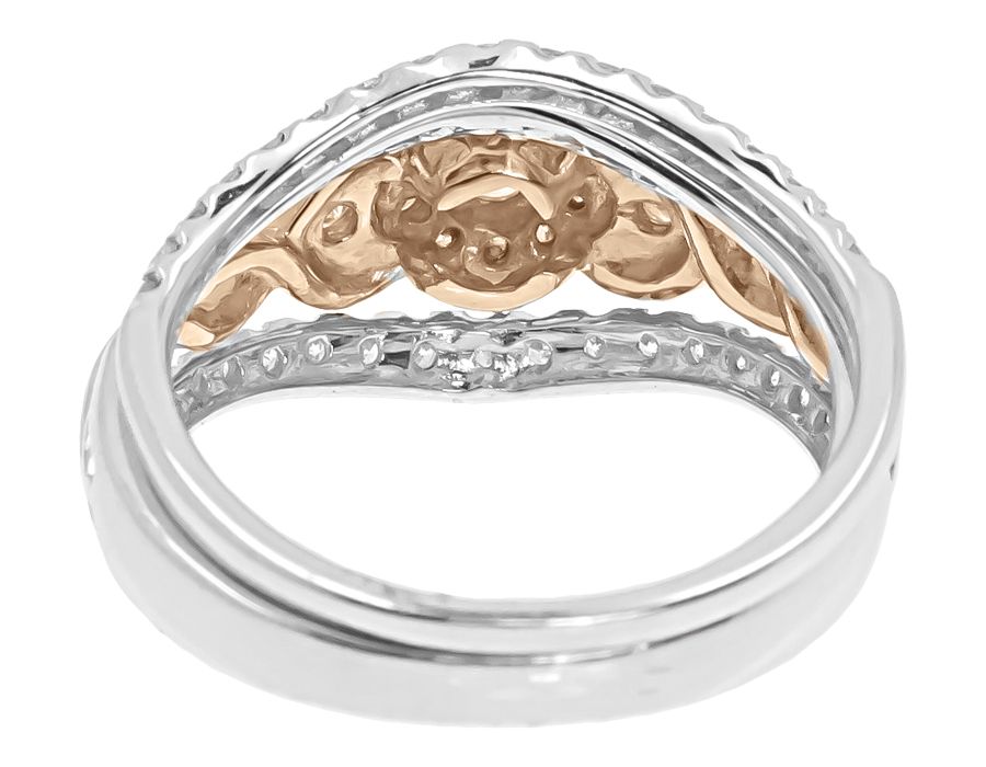 Two Tone Three Stone Bridal Ring with round Diamond (1.01 ct)