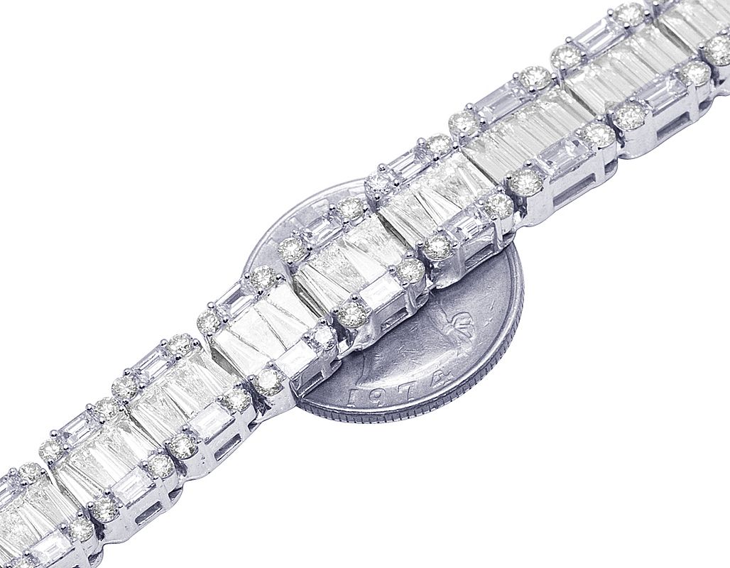 10K White Gold 46.6 CT Diamond Baguette Tennis Chain 13MM 22"