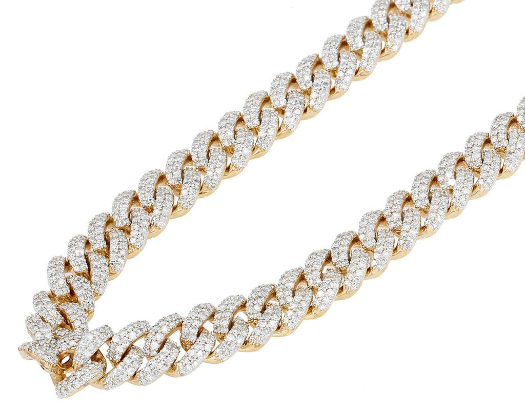 8MM Miami Cuban 11.5CT Diamond Necklace 10K Yellow Gold 20"