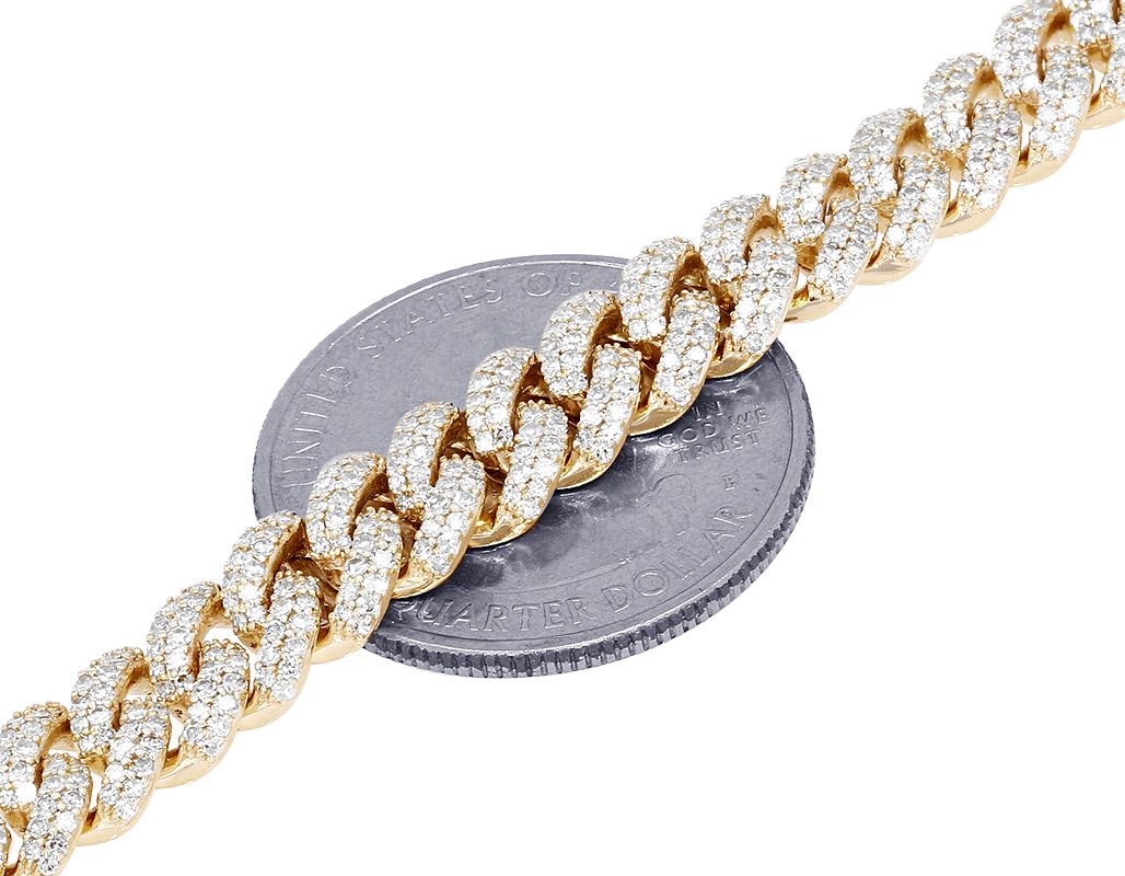 8MM Miami Cuban 11.5CT Diamond Necklace 10K Yellow Gold 20"