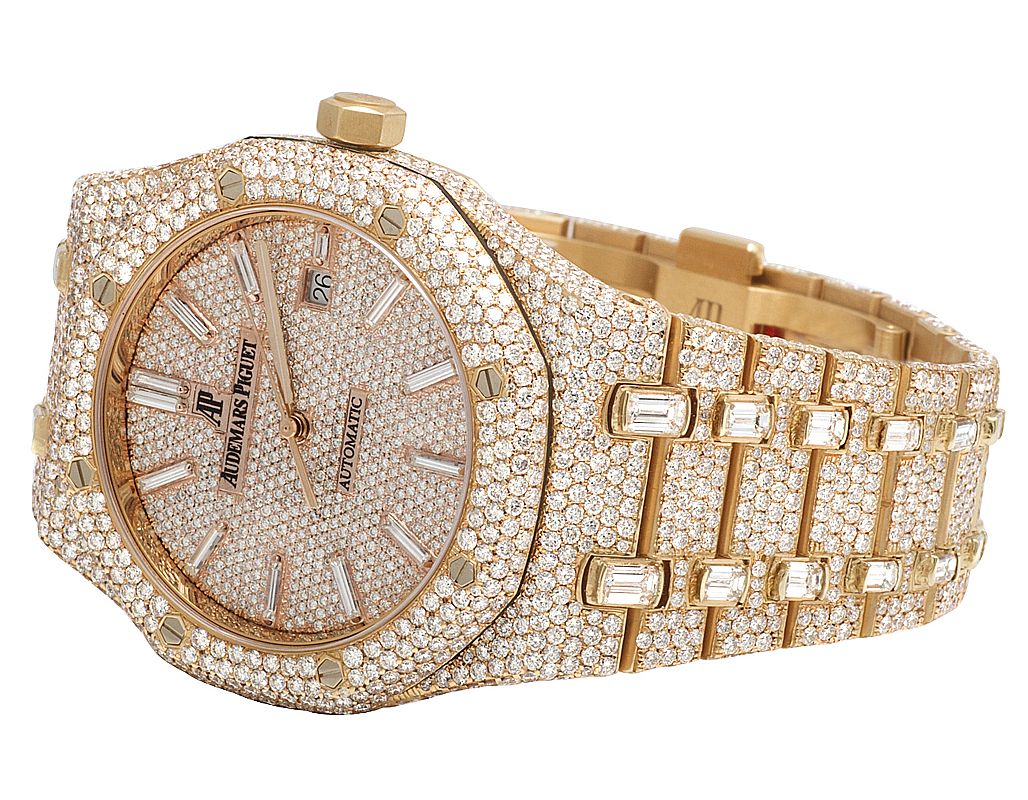 Audemars Piguet 18K Rose Gold Royal Oak 41MM Diamond Watch 34.75