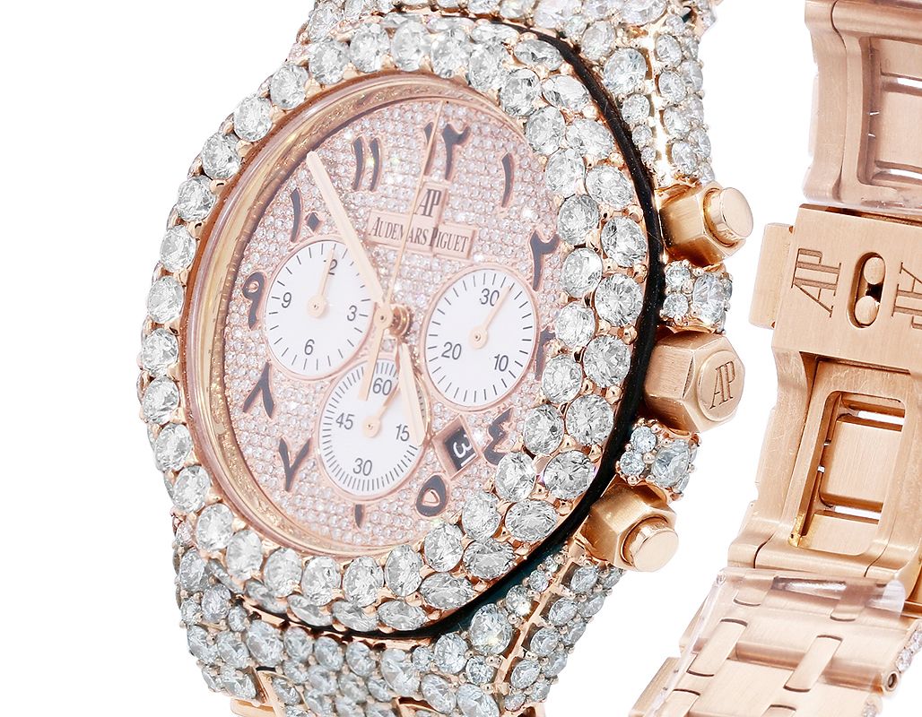 Audemars piguet royal oak clearance rose gold iced out