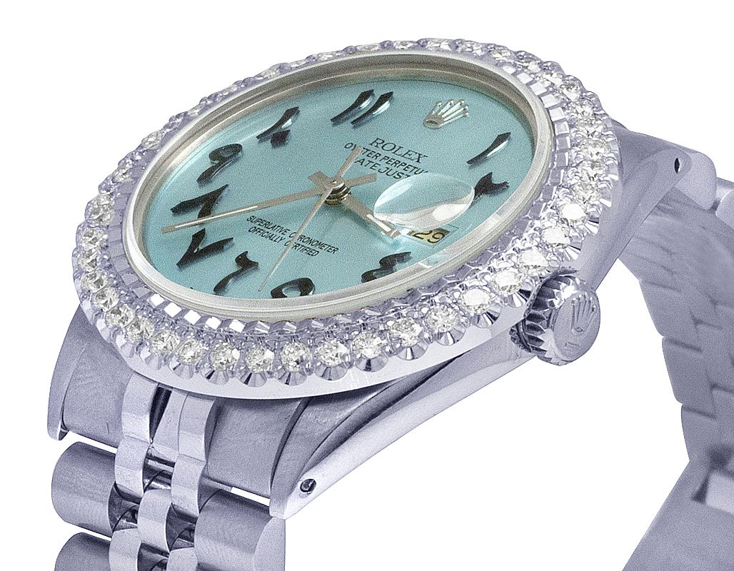 36mm Rolex Diamond Watch for Men Datejust Black Dial 3.75ct 18k Gold